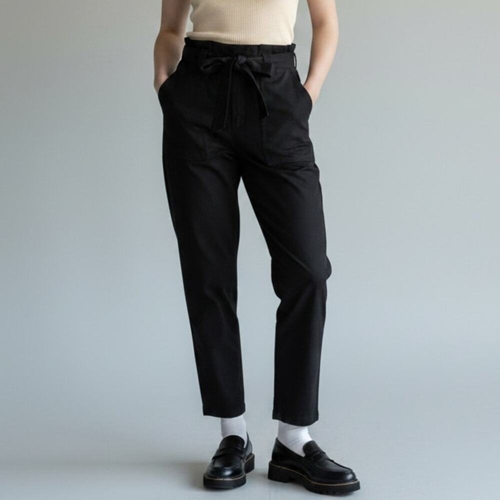 Banana Republic Linen-Cotton Utility Pant NWT Women's Sz 10 Tall Black Belted